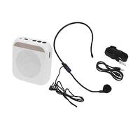 Mikinona Portable Metal Voice Amplifier Headset Microphone, Convenient Rechargeable Sound Amplifier for Teachers and Presentations, White Compact Design Suitable for Public Speaking