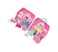 Mikinona Portable Two Storey Plastic Dollhouse with Simulation Lights Complete Furniture Kit for DIY Mansion Playset for Preschool Role Play and Skill Development Random Color