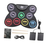Mikinona Portable Up Drum Kit for Adults Electronic Silicone Drum Set with Cymbals Hi-hat Snare Bass Connects to Amplifier Headphones for Quiet Practice