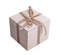 Mikinona Present Packaging Box Square Yellow Wood Cotton Lining for Tea Cup Storage and Gift Packaging