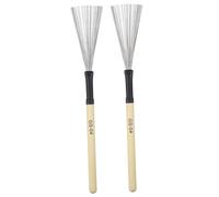 Mikinona Professional Drum Brush Set with Steel Wire and Natural Wood Handle, 2pcs Wire Drumstick Brushes for Jazz and Acoustic Drum Kits, Percussion Accessory for Drumming and Cleaning