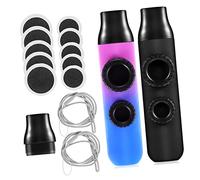 Mikinona Professional Kazoo Instruments Set with Black and Blue Purple Gradient Kazoos, Portable Music Accompaniment for Boys and Girls and Party, Includes Replacement Round Membranes