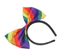 Mikinona Rainbow Bowknot Headband for Women Adorable Pride Hair Accessory Elastic Design for Comfort Eye-catching Colors for Holiday Parties and Celebrations