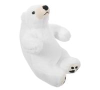 Mikinona Realistic Polar Bear Soft Ultra Comfortable Plush Arctic Simulation Bear Doll Compact White Stuffed Animal for Nursery Decor Desk Ornament Travel Companion Easy to Clean