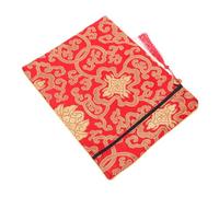 Mikinona Red Silk Buddhist Zen Book Wrap Pouch Scripture Storage Bag with Intricate Design Portable Fabric Organizer for Bible Confucian Texts Files Womens Wallet Alternative