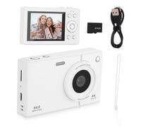 Mikinona Retro Digital Camera with Memory Card Enabled Compact Shoot for Teens Zoom -shake Photography Portable Lightweight White