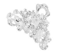 Mikinona Retro Rhinestone Hair Claw Clip Silver Floral Crystal Non-slip Barrette for Women Elegant Vintage Hair Catch Clamps for Weddings and Daily Wear