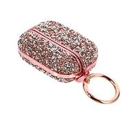Mikinona Rhinestone Earphone Case Cover for Generation Protective Sparkling Wireless Headset Box with Scratch Resistant Electroplated Glitter Surface Lightweight Pink Compatible Pro Case