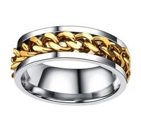Mikinona Rotating Stainless Steel Finger Ring for Men, Stylish Gold Man Ring Size 8 with Box, Creative Jewelry Suitable for Casual and Special Occasions