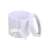 Mikinona Round Flower Box with Stable Base for Bouquet Display Fresh Flower Case with Rotating Design for Valentine's Day Birthday Anniversary and Mother's Day Party Favor Container