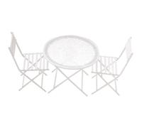 Mikinona Scale Doll House Table and Chair Compact White Furniture for Dollhouse Layout Props Smooth Rounded Edges Safe and Decorative Mini House Accessory