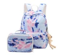 Mikinona School Backpack with Lunch Bag Set for Students, Gradient Printed Book Bag, Large-capacity Cloth Material, Easy to Clean, for Study and Going Out