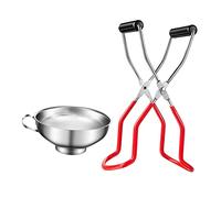Mikinona Set of 2 Canning Jar Lifter Tongs Stainless Steel Can Clip for Easy Removal from Boiling Water Non-Slip Grip