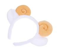 Mikinona Sheep Horn Headband Plush Fluffy Goat Ears Hairband Animal Headwear for Wedding Party Celebrations Makeup Washing Face