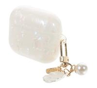 Mikinona Shell Pattern Wear Resistant Earphone Case for Tpu Protective Cover with Pearl Keychain Stylish Design Scratch and Drop Resistant present for Friends and Family