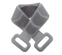 Mikinona Silicone Back Rub Towel Double-sided Bath Scrubbing Strap Light Grey Exfoliating Shower Back-pulling Towel for Men and Women Bathing Supplies