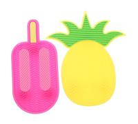 Mikinona Silicone Beauty Brush Cleaning Pad Set 2pcs in Ice Pop Pineapple Portable Makeup Brush Cleaner Mat for Home Travel Material Easy to Clean