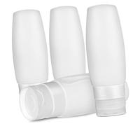 Mikinona Silicone Travel Bottles Set of 4 White Small Refillable Squeeze Bottles Caps for Toiletries Shower Shampoo Facial Travel Containers