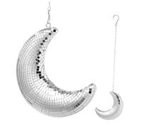 Mikinona Silver Moon Pendant Disco Ball Decor 1 Piece Retro Wall Hanging Decoration for Party and Home Decor
