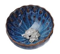 Mikinona Silver Plated Ceramic Tea Cup Chinese Style Teacup for Office Use Compact Portable Tea Ware with Classic Decorative Pattern Gift