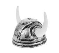 Mikinona Silver Viking Helmet Hat with Horns Party Accessory for Adults Ancient Roman Warrior Headdress for Festivals Cosplay Masquerades and Themed Celebrations Comfortable Fit