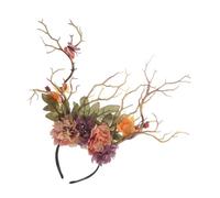 Mikinona Simulated Branch Flower Deer Antler Headband Hair Accessory Creative Party Hair Decor Floral Headpiece for Women Photography Prop