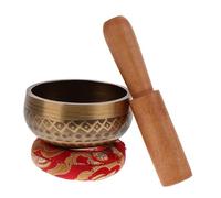 Mikinona Singing Bowl Set Nepalese Copper Handcrafted with Wooden Mallet and Cloth Pad, Producing Pleasant Resonant Sound for Meditation, Yoga, and Worship Buddhism on Table