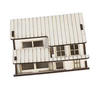 Mikinona Small Wooden House Christmas Village Accessory Rustic Beige Miniature Model with Realistic Detailing for Indoor Table Decor Sandbox Scenes and Micro Garden Display No Assembly