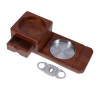 Mikinona Solid Wood Cigar Holder Box Large Cigar Ashtray for Home Bar Office Outdoor Use