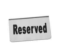 Mikinona Stainless Steel Double Sided Reserved Table Card Party Supply Tent Style Sign for Weddings Restaurants Bars Cafes