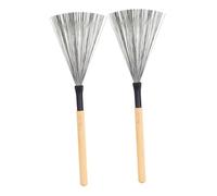 Mikinona Steel Wire Drum Brushes with Wooden Handles Comfortable Handle 2pcs and Spring Back Effect for Jazz Drums for Youth Bands and Drummer Playing Beginners