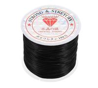 Mikinona Stretchy Hair Extension String 0.6Mm Flat Elastic Cord for Hair Weaving and DIY Beading Sturdy Black Elastic Jewelry Thread and Braids