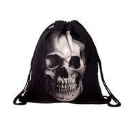Mikinona Stylish 3D Skull Printing Drawstring Backpack Lightweight Cinch Bag for Men and Women Versatile Travel Tote Adjustable Straps and Spacious Storage