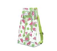 Mikinona Transparent Cartoon Watermelon Drawstring Storage Pack Lightweight Portable Bundle Bag for Travel Shopping and Makeup Organization Light Green