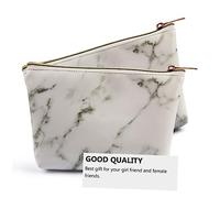 Mikinona Travel Makeup Bag Marble Pattern Pu Leather Storage Pouch for Lipsticks Cosmetics