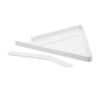 Mikinona Triangular Pill Prep Tray in White Abs with Three Compartments and Corner Spout, Stackable and Easy to Clean, for Travel Kits and Clinics to Prevent Pills from Rolling or Spilling