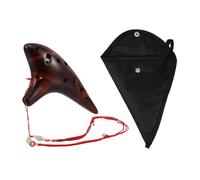 Mikinona Twelve-hole Alto C Ocarina Ceramic Clay Flute with Music Sheet, Lanyard Pouch - Mid-range Wind Instrument for Beginners and Intermediate Musicians in Folk and World Music