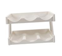 Mikinona Two Tier Cup Organizer Rack for Kitchen Cabinets Water Bottle and Tumbler Storage Holder with Dust Protection Space Saving Countertop and Cabinet Cup Organizer in Ivory White