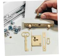 Mikinona Vintage Brass Cabinet Door Lock with Key Square Decorative Drawer Lock for Furniture Mailbox Cupboard Easy Installation Multifunctional Security for Kitchen and Office Storage