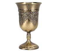 Mikinona Vintage Bronze Wine Goblet with Engraved Grape Pattern Stable Decorative Ancient Chinese Liquor Cup Stylish Wedding Festive Blessings and Collectors