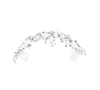 Mikinona Vintage Rhinestone Bridal Headband with Double Combs Handmade Pearl Beaded Wedding Hair Accessory for Brides Secure Non-slip Fit Elegant Statement for Weddings and Formal Events