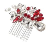 Mikinona Vintage Rhinestone Side Comb Bridal Hair Ornament with Brilliant Red Crystals Meticulous Craftsmanship Wedding Hair Decoration for Bridesmaids Prom Beach and Garden Ceremonies
