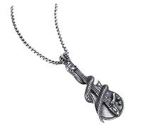 Mikinona Vintage Snake Guitar Pendant Necklace for Men Stainless Steel Design Neck Decoration for Music Lovers for Everyday Wear and Special Occasions