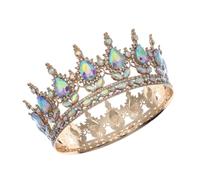 Mikinona Vintage Wedding Tiara Bridal Crown Ab Rhinestones Sparkly Headwear for Bride Bridesmaids Party Photoshoot