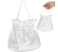 Mikinona Wedding Drawstring Bridal Bag 20x21cm Fabric Favor Pouch for Bride, Bridesmaid, Flower Girl - Jewelry, Candy, Money Holder for Wedding Day