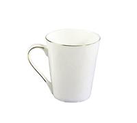 Mikinona White Bone China Mug with Gold Rim, Heat Resistant Ceramic Coffee Cup, Smooth and Comfortable for Drinking, Simple Elegant Style, for Birthday or Office Use