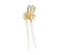Mikinona Womens Metal Hair Claw Clips with Pearl Tassel Design Lightweight Non Slip Hair Accessories for Makeup Cooking Everyday Use Comfortable Rounded Edges for All Hairstyles