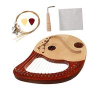 Mikinona Wooden 21-string Lyre Harp Portable Solid Wood Harp with Tuning Rod Ancient Style for Beginners and Music Students
