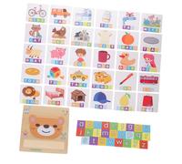 Mikinona Wooden Alphabet Learning for Spelling Blocks Educational Game with Picture Cards Early Learning Tool for Boys