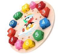 Mikinona Wooden Clock with Educational Shape Sorting Puzzle for Early Learning Teaching Clock for